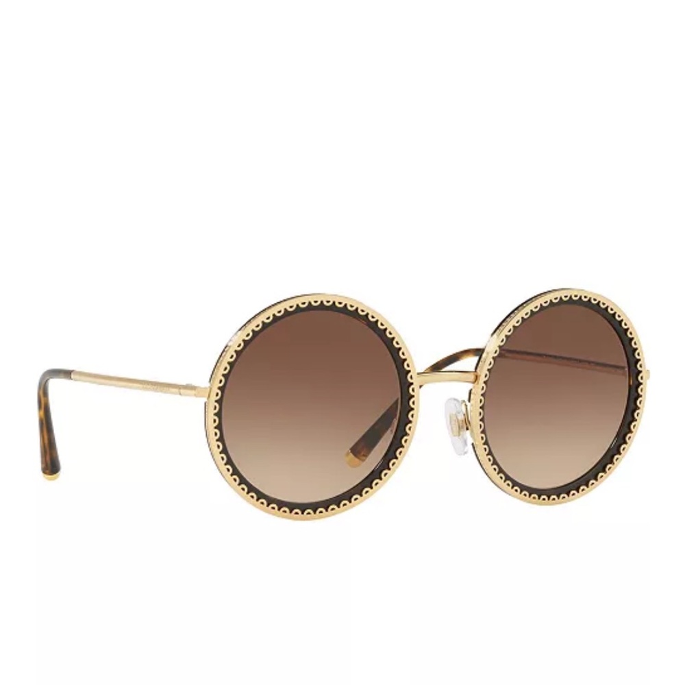 Dolce & Gabbana Round Gold Sunglasses - Picture 3 of 9